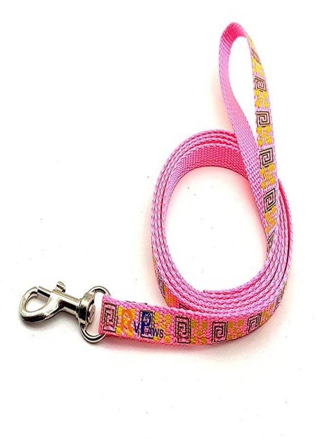 Pups&Pets 10 MM Puppy Collar and Leash Set - Puppy Printed Adjustable Nylon Collar with Leash for Cat and Puppy, Quick Release and Breathable Collar with Bell for Puppies, Small Dog & Cat (Pink) - Image 3